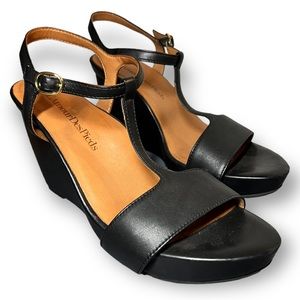 L’AmourDesPieds “IDELLE” Black Leather/Wedge/Heel W8
